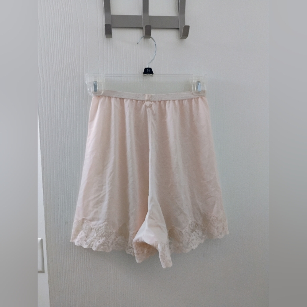 Vintage 70s 80s Pink Lace Lingerie High Waisted Shorts - Picture 3 of 8